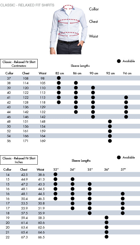 Sizing: Van Heusen - Shirts Business ...